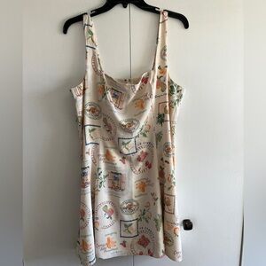 Abercrombie & Fitch Cream Mini Dress with Multicolor Fruit & Floral Print